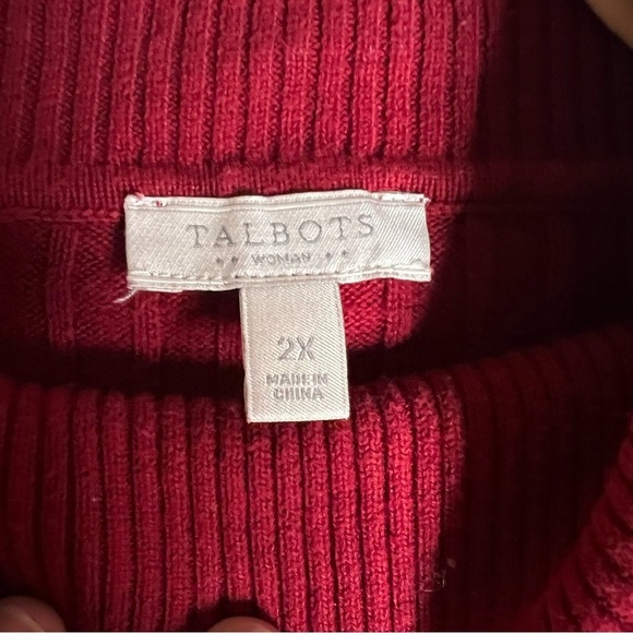 Talbots 100% Cotton Ribbed Turtleneck Red Size 2X - Picture 4 of 4